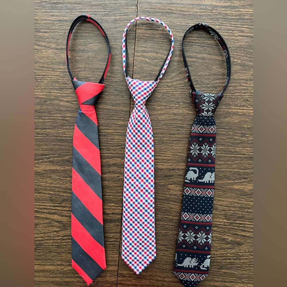 Lot of 3 boys/tweens silk and cotton zip-up ties